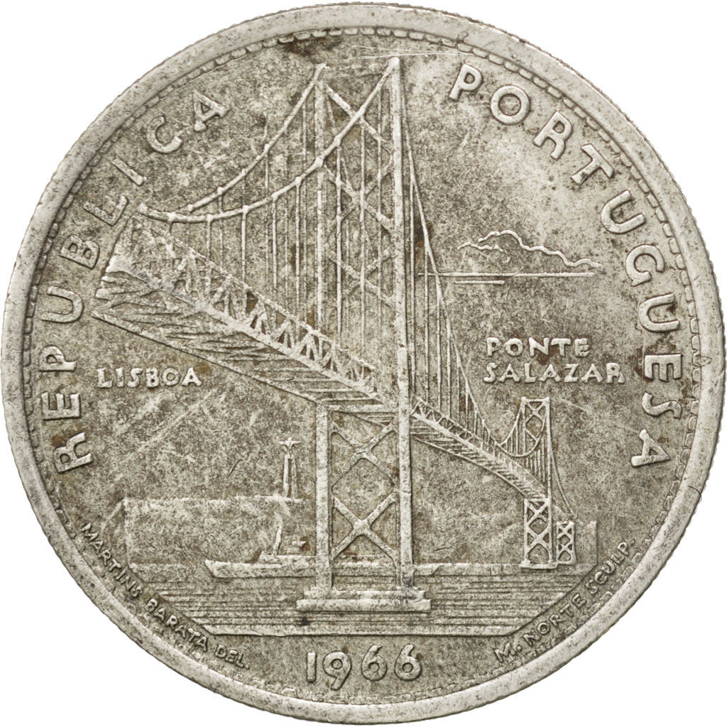 Coin, Portugal, 20 Escudos, 1966, EF(40-45), Silver, KM:592
