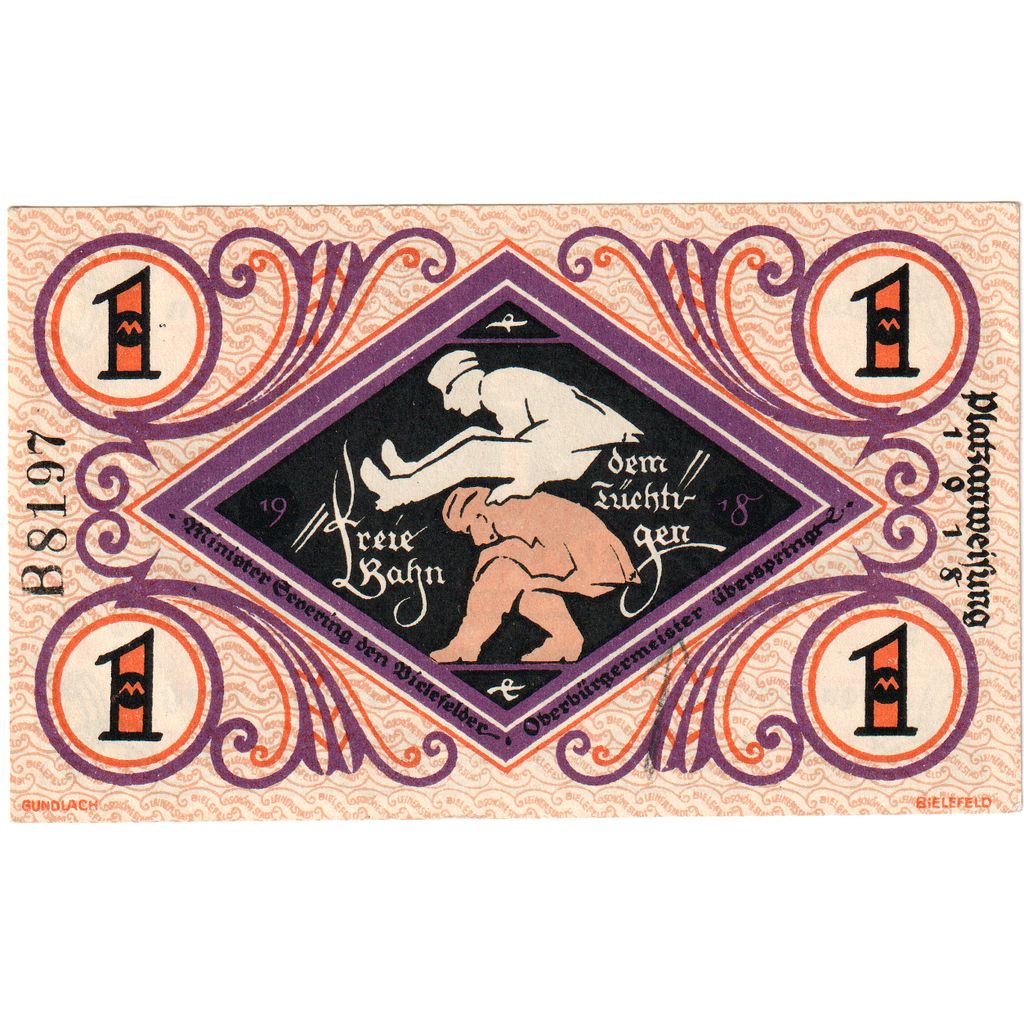 Germany, Bielefeld, 1 Mark, 1918-12-01, UNC(63)