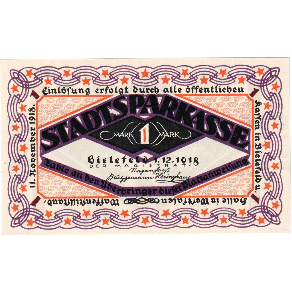 Duitsland, Bielefeld, 1 Mark, 1918-12-01, SPL+