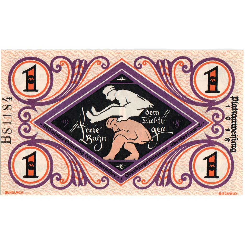 Germany, Bielefeld, 1 Mark, 1918-12-01, UNC(64)