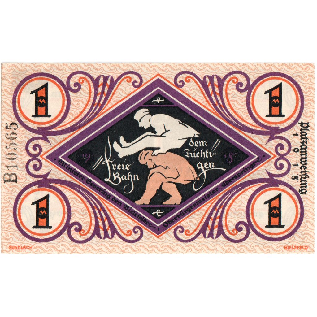 Alemanha, Bielefeld, 1 Mark, 1918-12-01, EF(40-45)