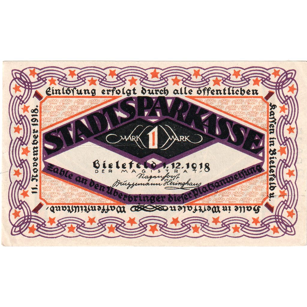 Duitsland, Bielefeld, 1 Mark, 1918-12-01, TTB