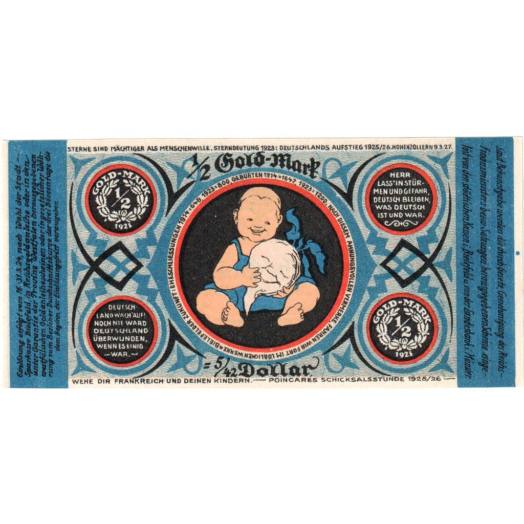 Niemcy, Bielefeld, 1/2 Goldmark, 1923-11-24, UNC(64), Grabowski:98