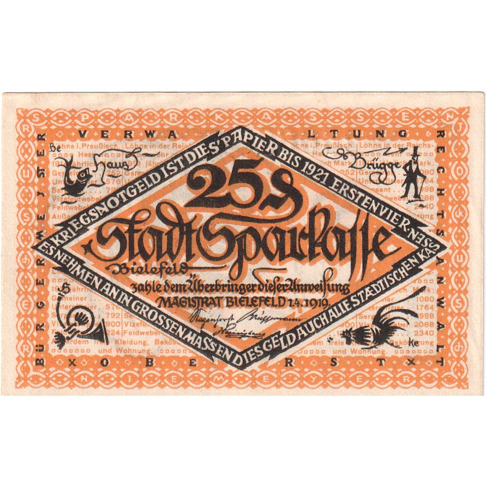 Duitsland, Bielefeld, 25 Pfennig, 1919-04-01, SUP, Grabowski:B44.9b