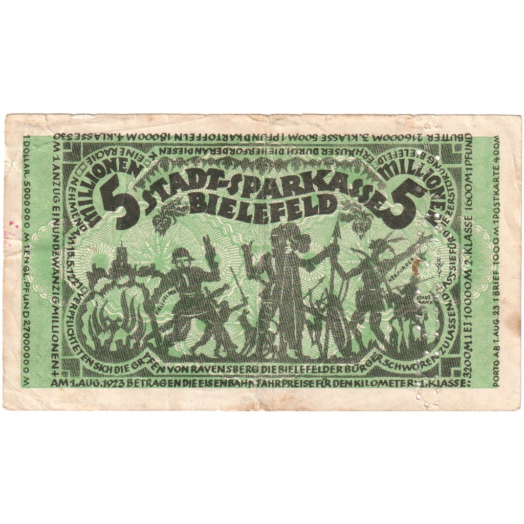 Duitsland, Bielefeld, 5 Millionen Mark, 1923-08-11, TB