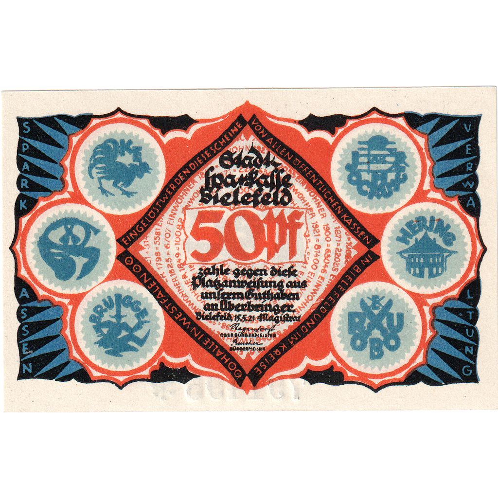 Duitsland, Bielefeld, 50 Pfennig, 1921-05-15, SPL