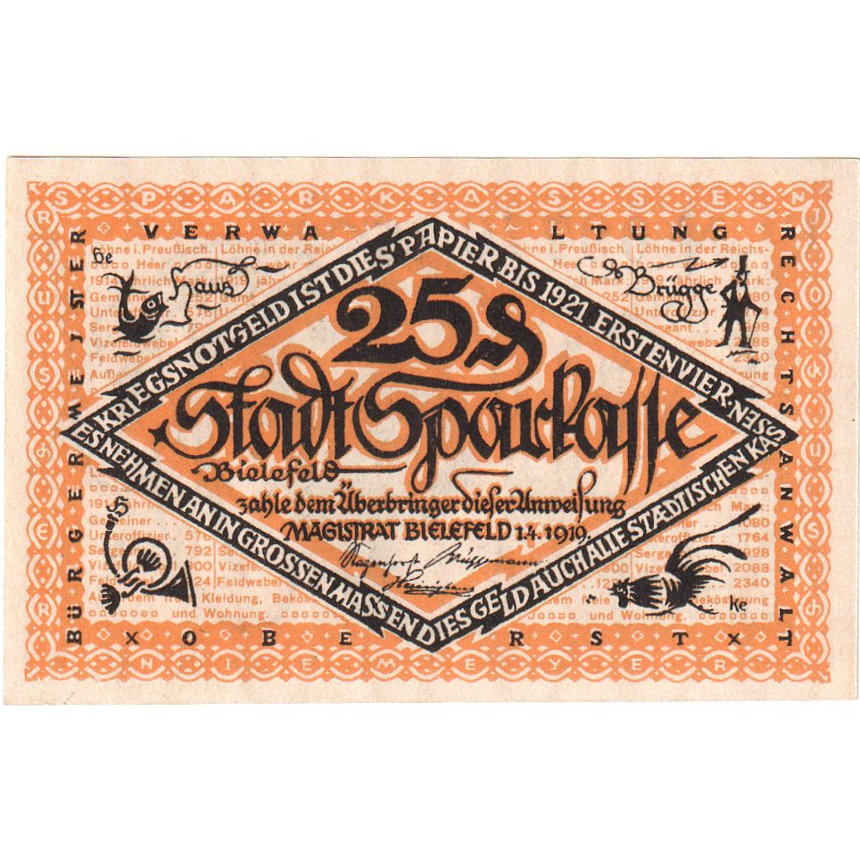 Alemania, Bielefeld, 25 Pfennig, 1919-04-01, EBC, Grabowski:B44.9b