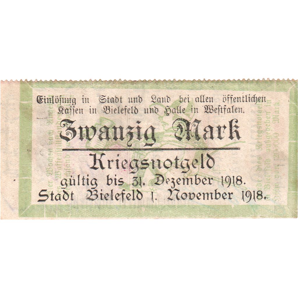 Alemanha, Bielefeld, 20 Mark, 1918-11-01, AU(55-58)