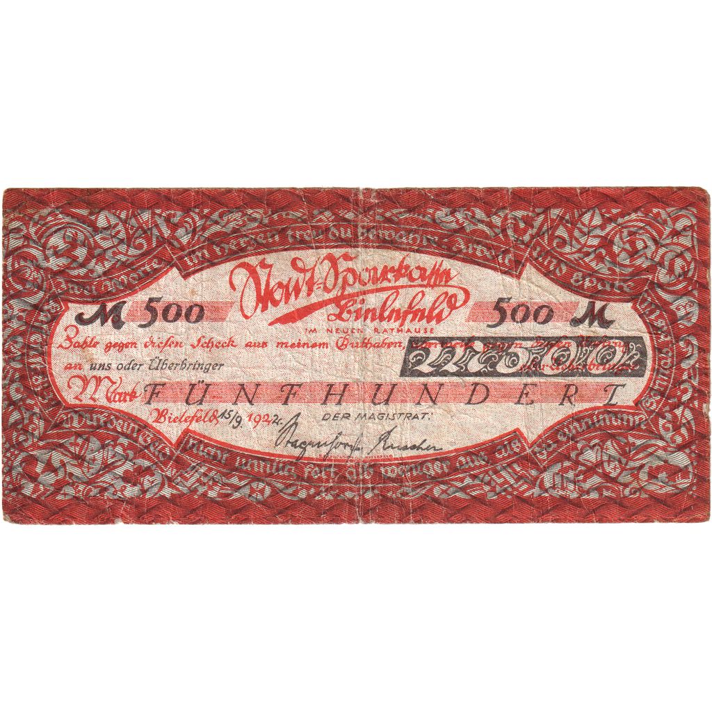 Alemanha, Bielefeld, 500 Mark, 1924-09-15, VF(20-25)