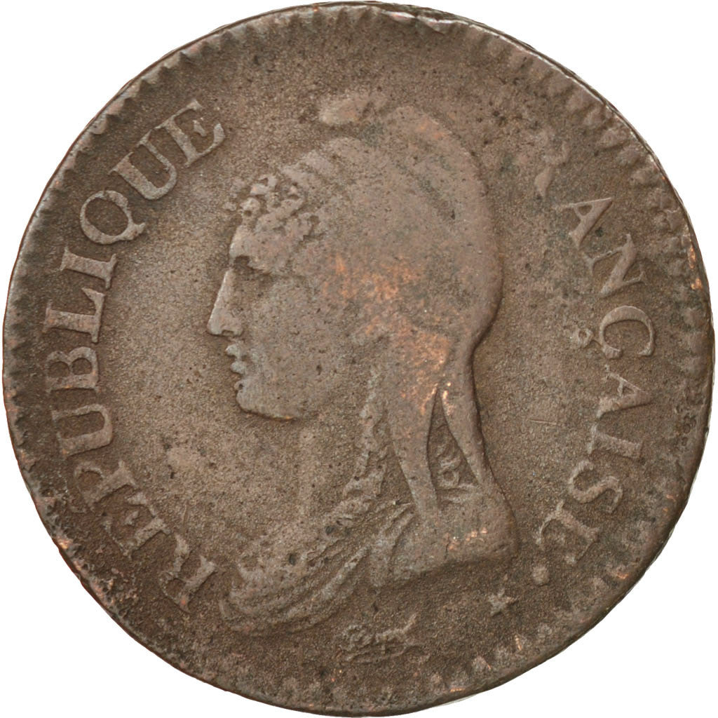 Münze, Frankreich, Dupré, Decime, 1798, Lille, S+, Bronze, KM:644.11