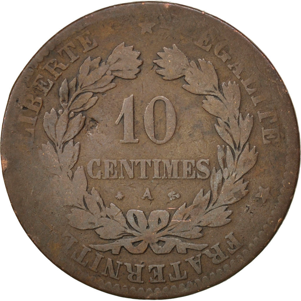 Coin, France, Cérès, 10 Centimes, 1870, Paris, VG(8-10), Bronze, KM:815.1