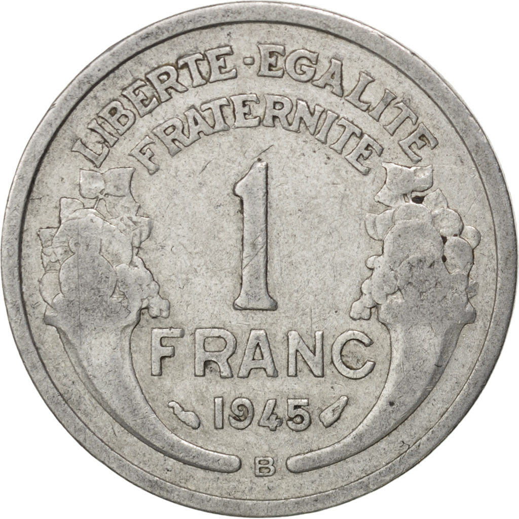 Monnaie, France, Morlon, Franc, 1945, Beaumont le Roger, TB, Aluminium