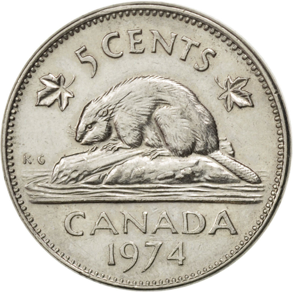 Coin, Canada, Elizabeth II, 5 Cents, 1974, Ottawa, EF(40-45), Nickel, KM:60.1