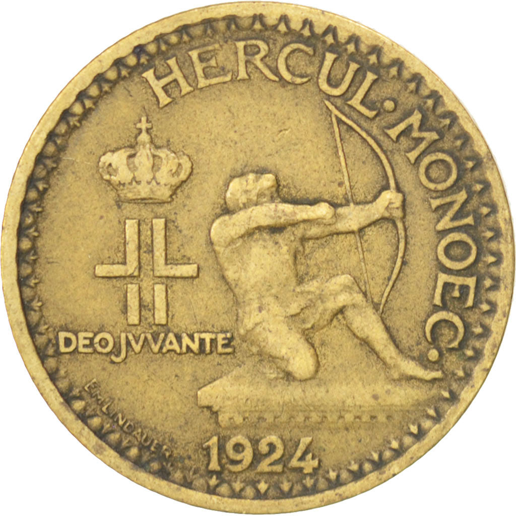 Coin, Monaco, Louis II, Franc, 1924, Poissy, EF(40-45), Aluminum-Bronze, KM:111