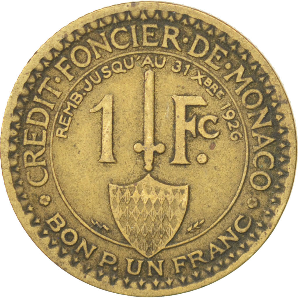 Coin, Monaco, Louis II, Franc, 1924, Poissy, EF(40-45), Aluminum-Bronze, KM:111