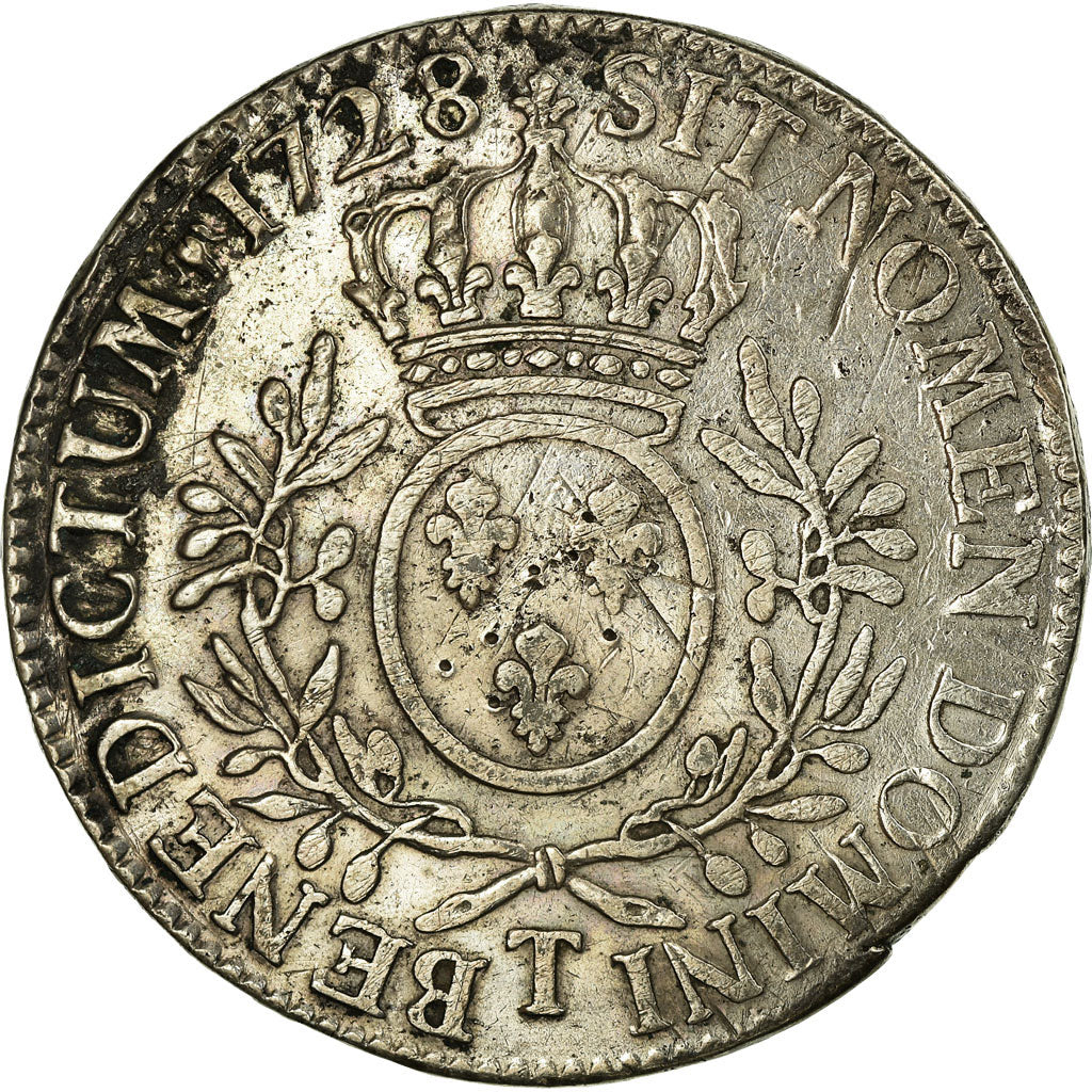 Moneta, Francia, Louis XV, Écu aux branches d'olivier, Ecu, 1728, Nantes, MB