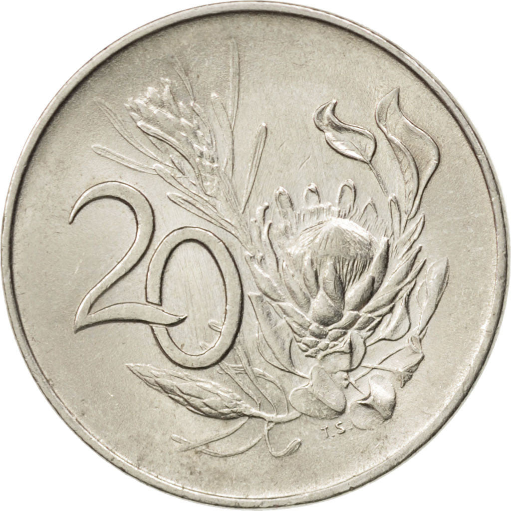 Moneta, Sudafrica, 20 Cents, 1965, SPL-, Nichel, KM:69.1