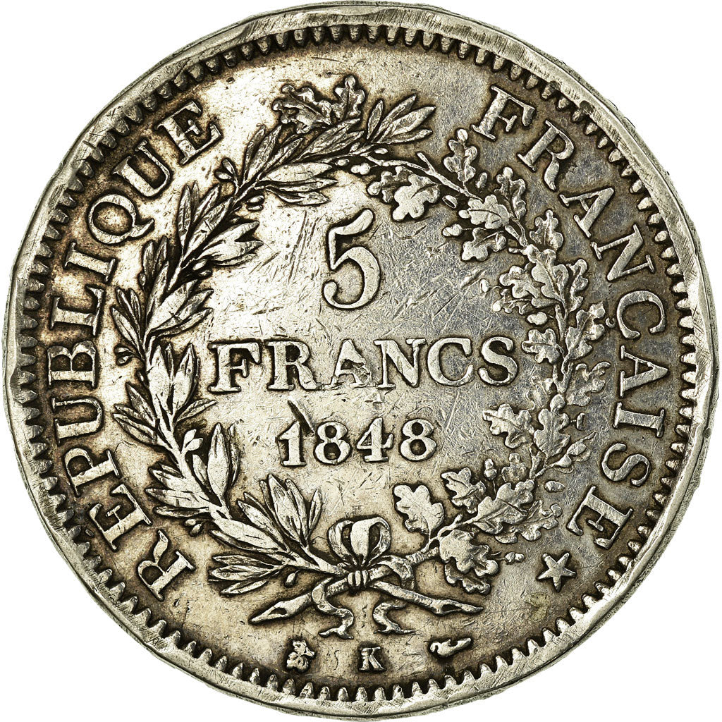 Coin, France, Hercule, 5 Francs, 1848, Bordeaux, VF(30-35), Silver, KM:756.4