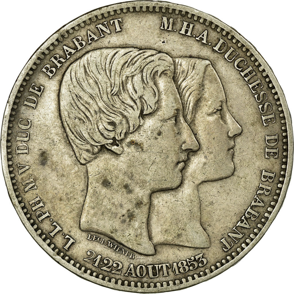 Coin, Belgium, Leopold I, 5 Francs, 1853, EF(40-45), Silver, KM:2.1