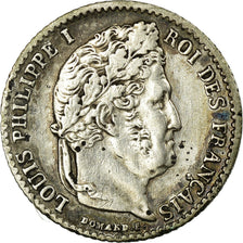 Coin, France, Louis-Philippe, 1/4 Franc, 1833, Rouen, EF(40-45), Silver