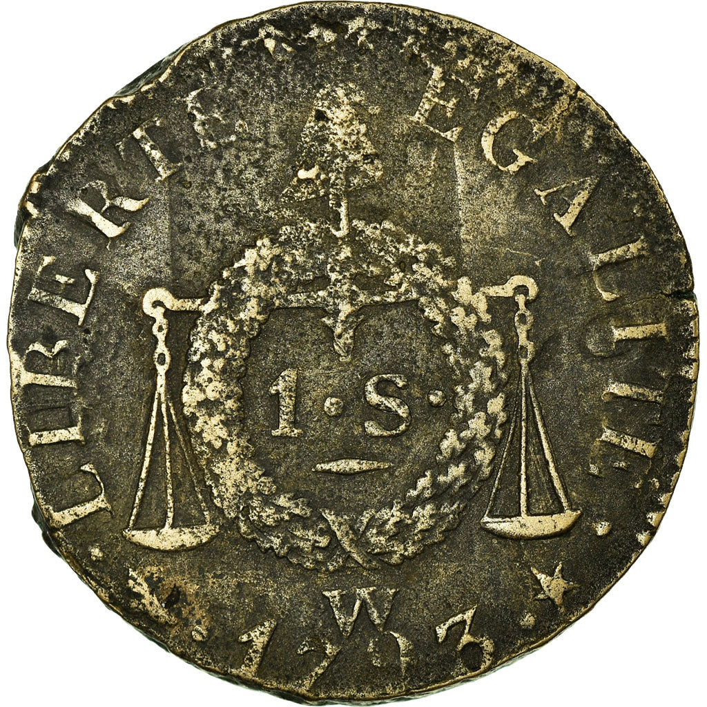 Moneta, Francia, Sol aux balances françoise, Sol, 1793, Lille, BB, Bronzo