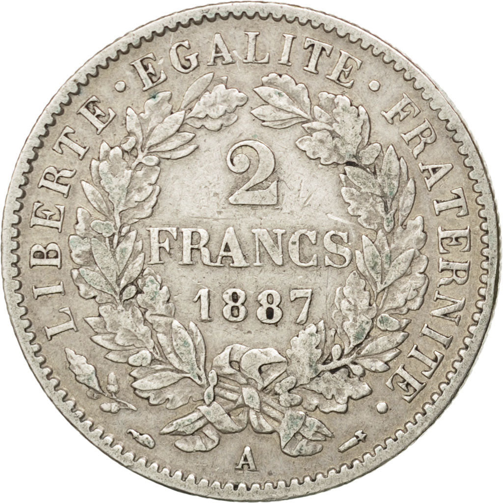 Coin, France, Cérès, 2 Francs, 1887, Paris, EF(40-45), Silver, KM:817.1