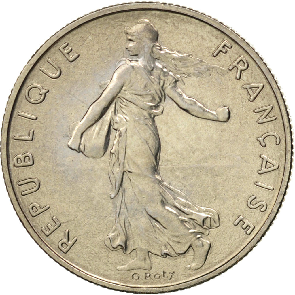 Munten, Frankrijk, Semeuse, 1/2 Franc, 1975, UNC-, Nickel, KM:931.1, Gadoury:429