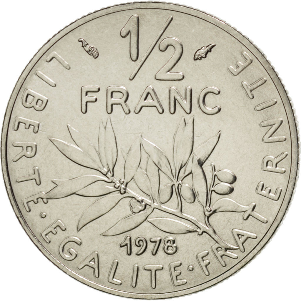 Coin, France, Semeuse, 1/2 Franc, 1978, MS(63), Nickel, KM:931.1, Gadoury:429