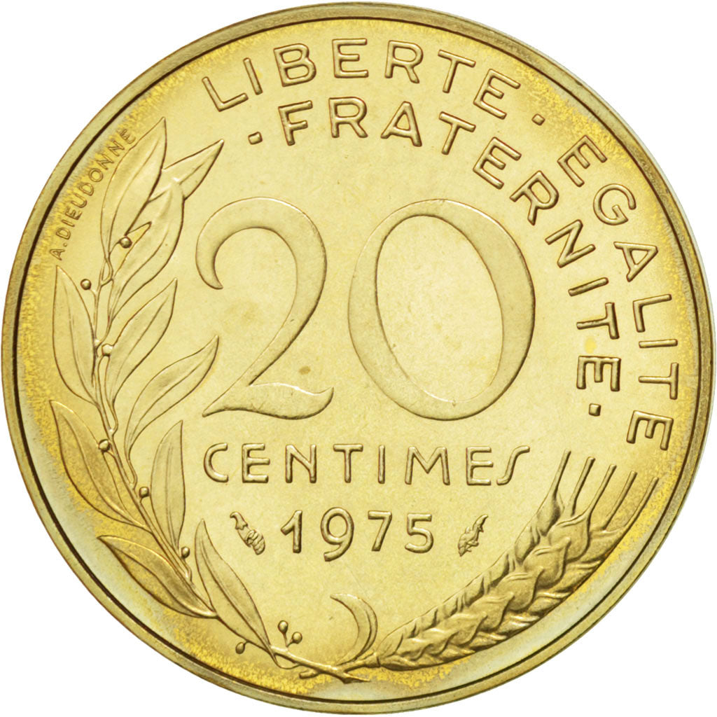Münze, Frankreich, Marianne, 20 Centimes, 1975, STGL, Aluminum-Bronze, KM:930