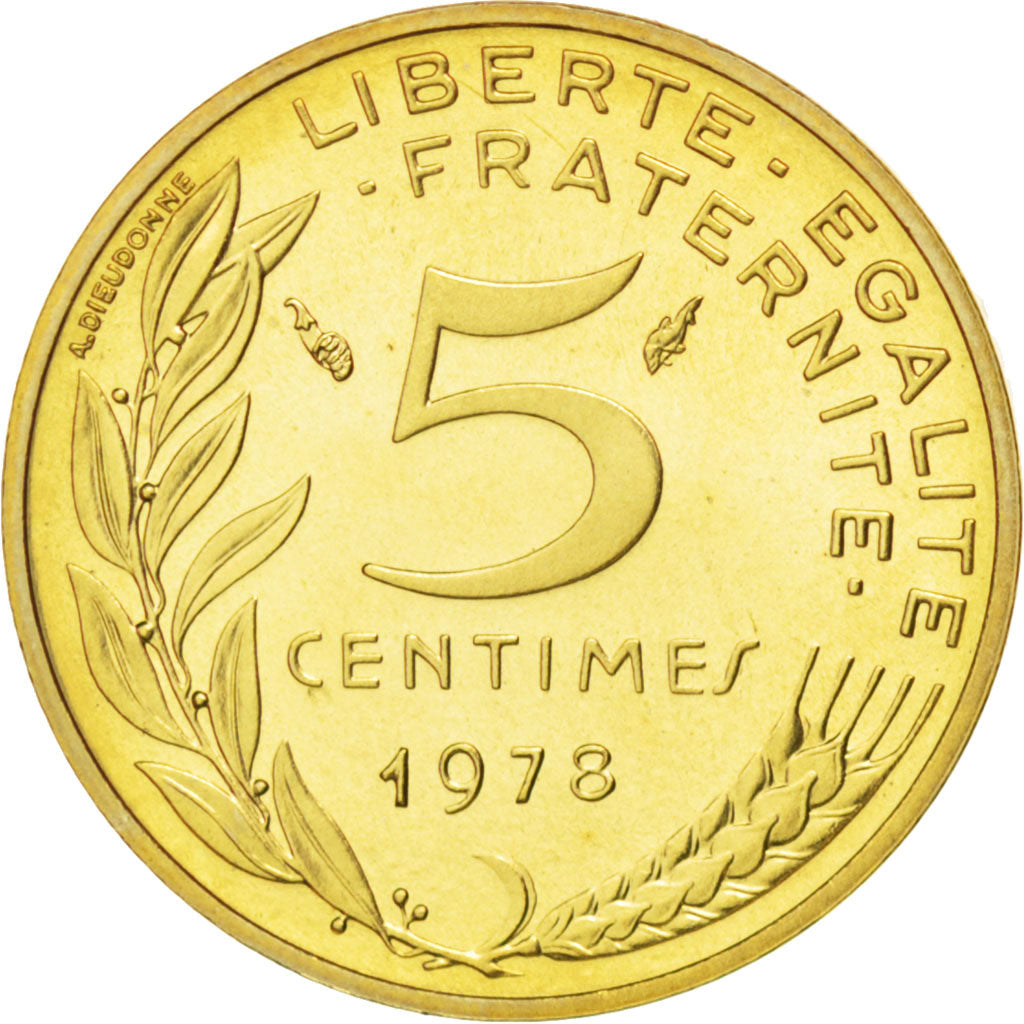 Coin, France, Marianne, 5 Centimes, 1978, MS(65-70), Aluminum-Bronze, KM:933