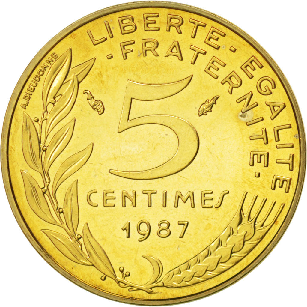 Coin, France, Marianne, 5 Centimes, 1987, MS(63), Aluminum-Bronze, KM:933