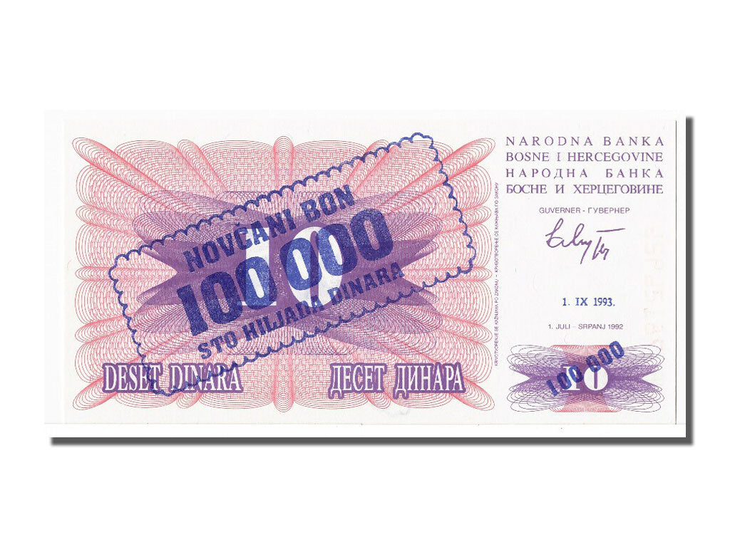 Banknote, Bosnia - Herzegovina, 100,000 Dinara, 1993, 1993-09-01, UNC(65-70)