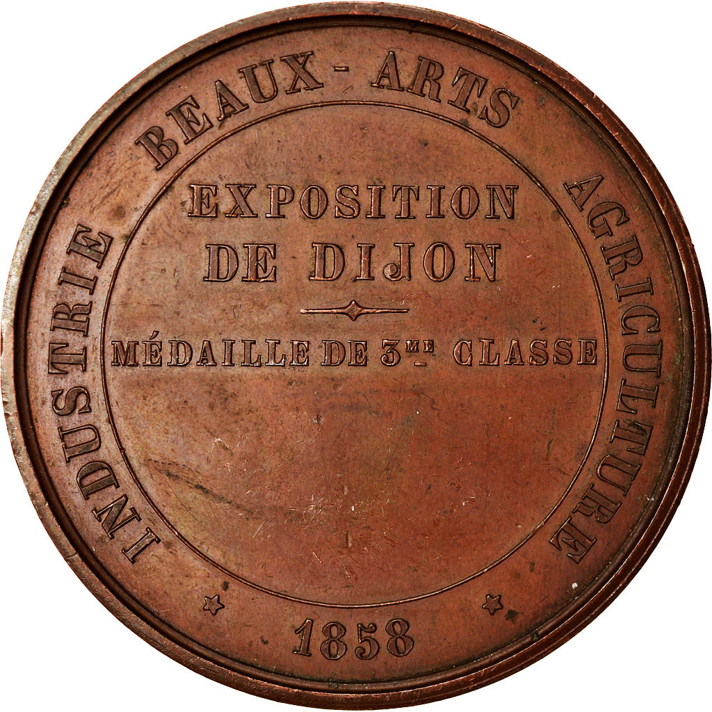 France, Medal, Napoléon III, Exposition de Dijon, 1858, Chabaud, EF(40-45)