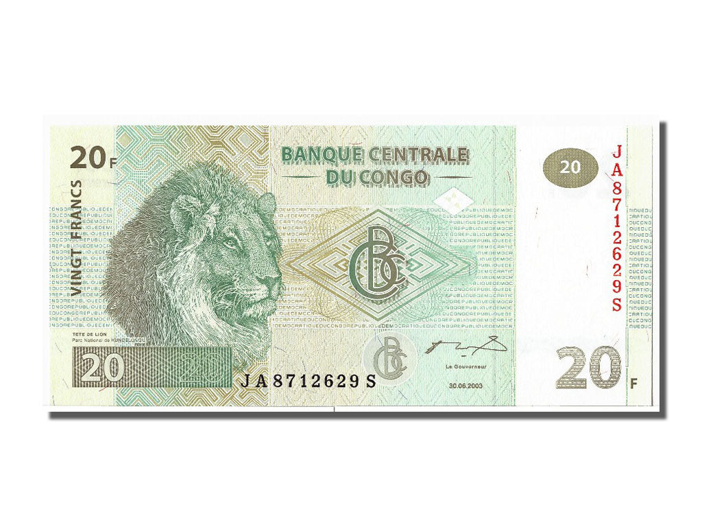 Banknote, Congo Democratic Republic, 20 Francs, 2003, 2003-06-30, UNC(65-70)