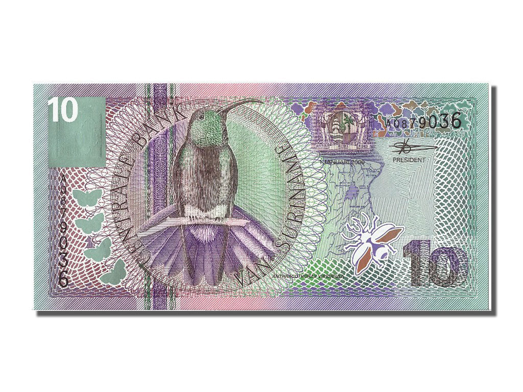 Banknote, Suriname, 10 Gulden, 2000, 2000-01-01, UNC(65-70)
