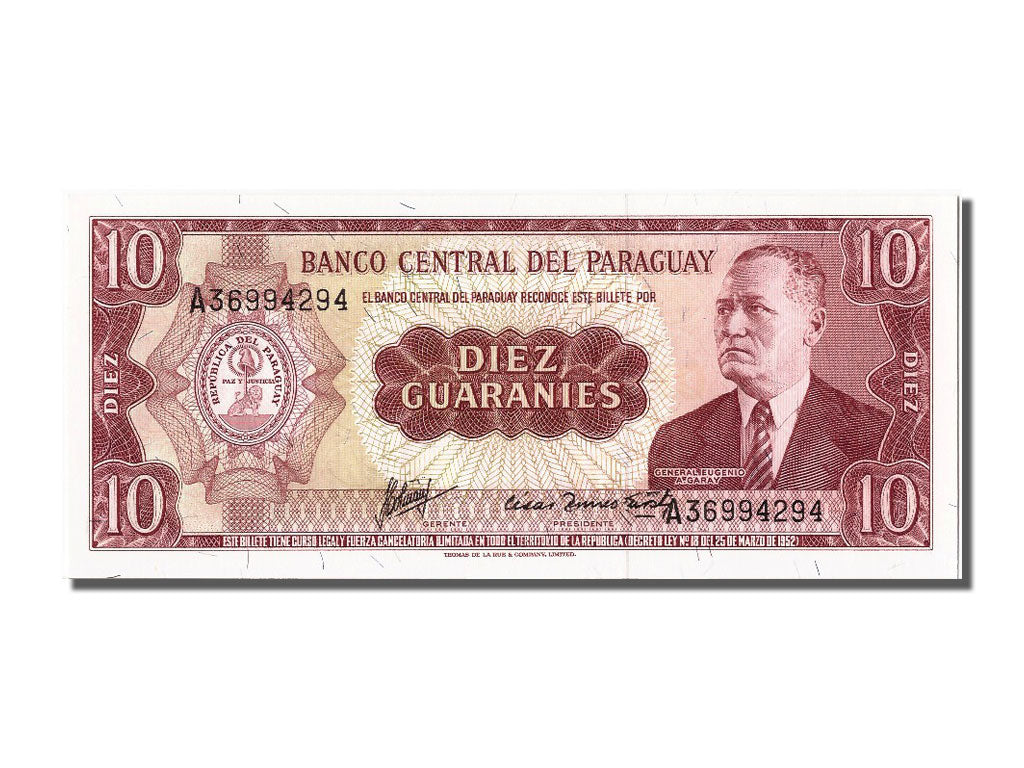 Banknote, Paraguay, 10 Guaranies, 1952, UNC(65-70)