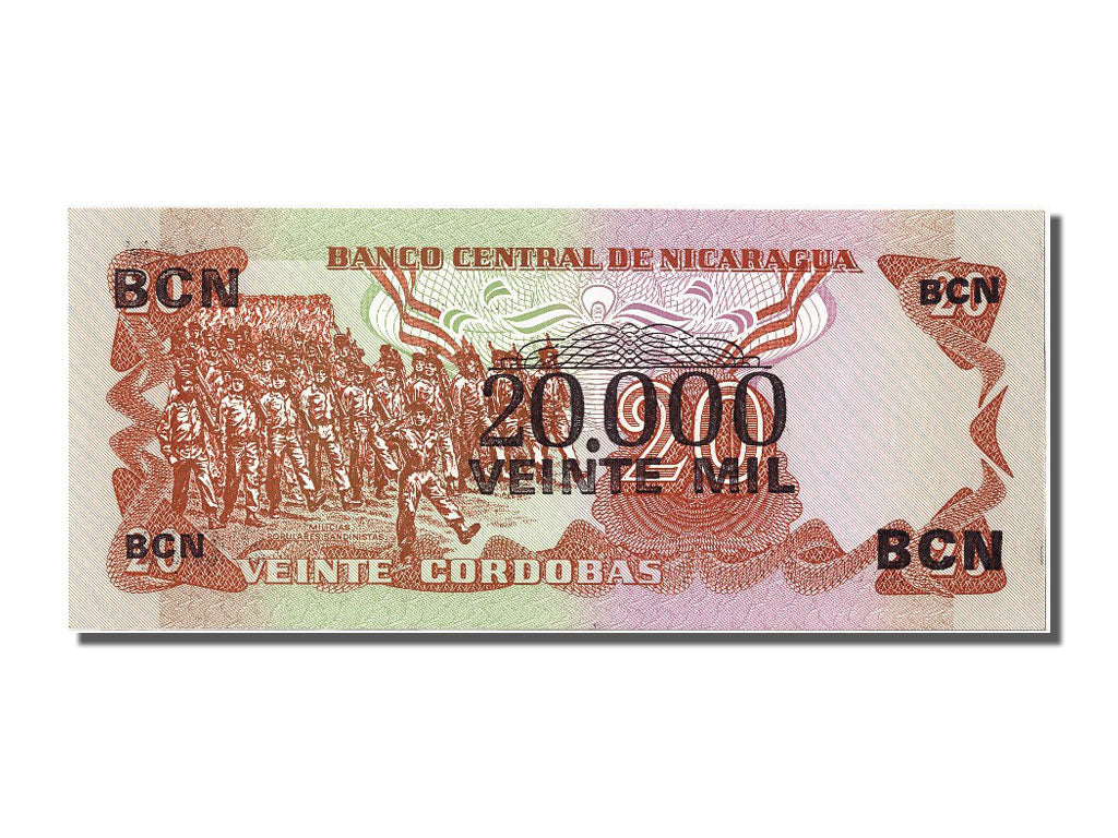 Banknote, Nicaragua, 20,000 Córdobas on 20 Córdobas, 1987, UNC(65-70)
