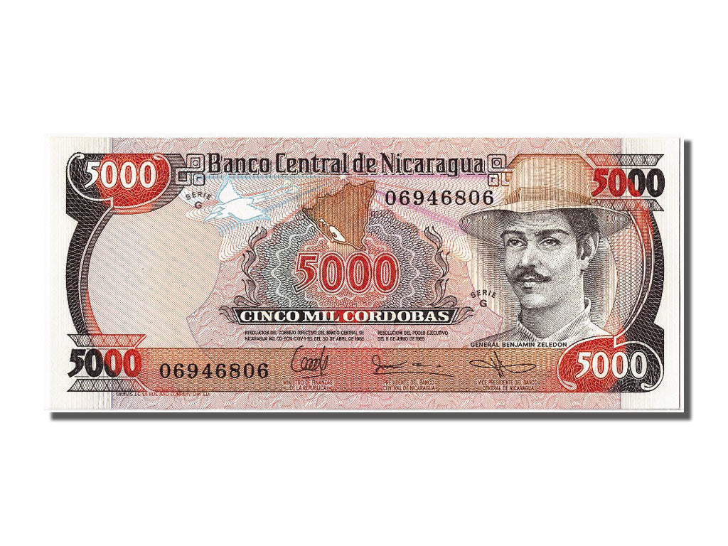 Banknot, Nicaragua, 5000 Cordobas, 1985, 1985-06-11, UNC(65-70)