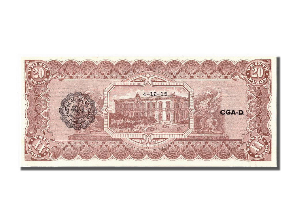 Banconote, Messico - Rivoluzionario, 20 Pesos, 1915, FDS