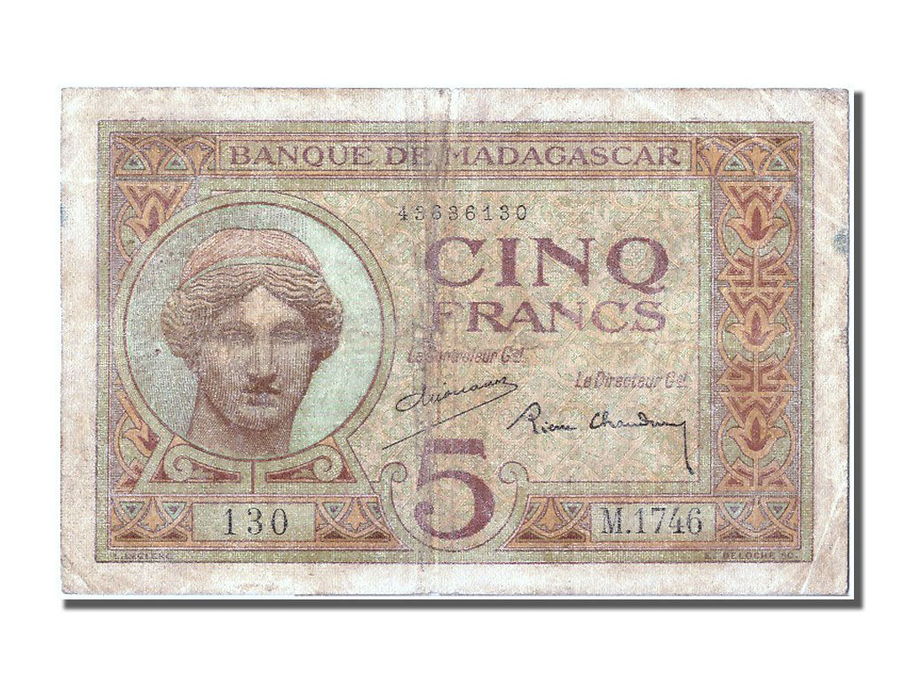 Banknote, Madagascar, 5 Francs, VF(20-25)