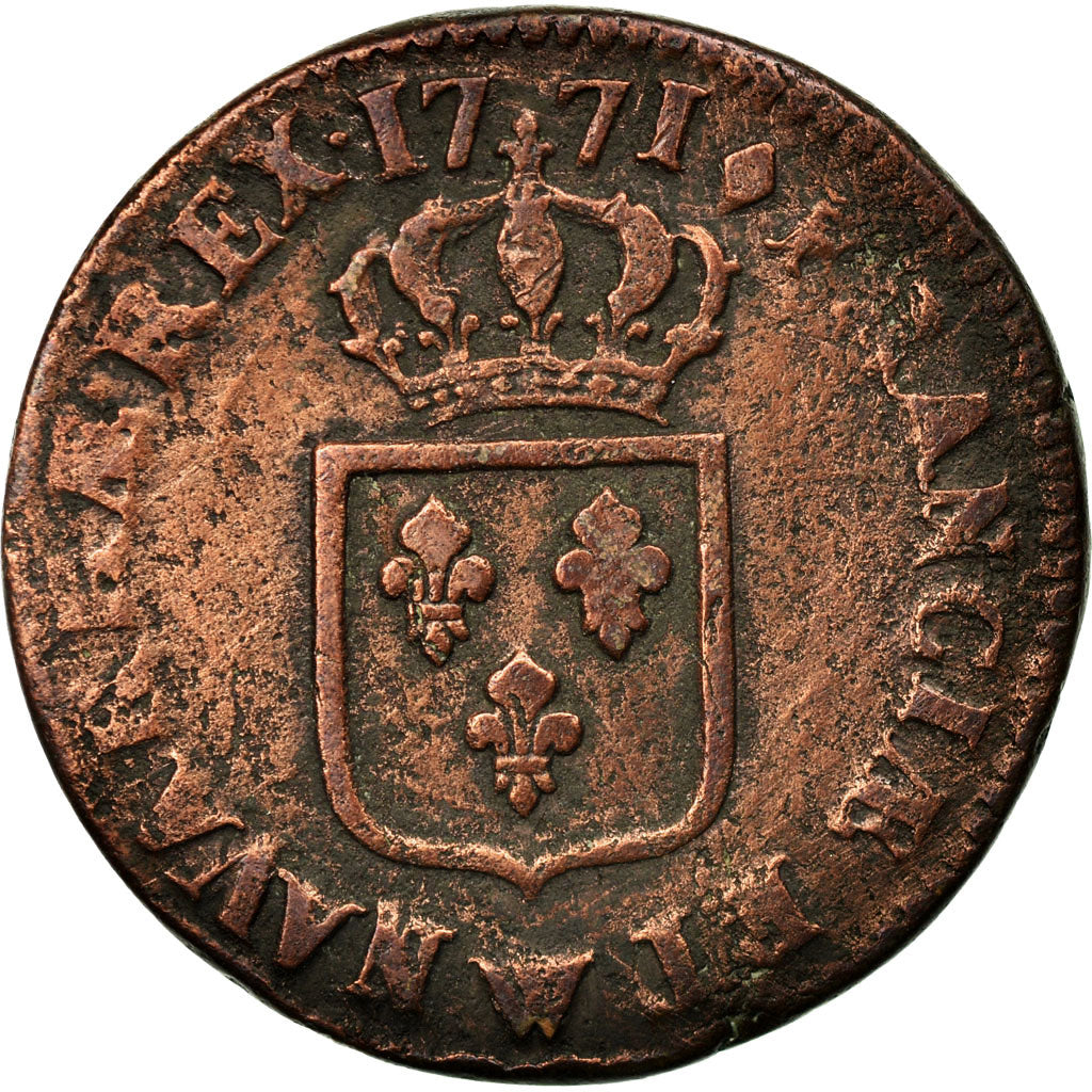 Coin, France, Louis XV, Sol à la vieille tête, Sol, 1771, Lille, VF(20-25)