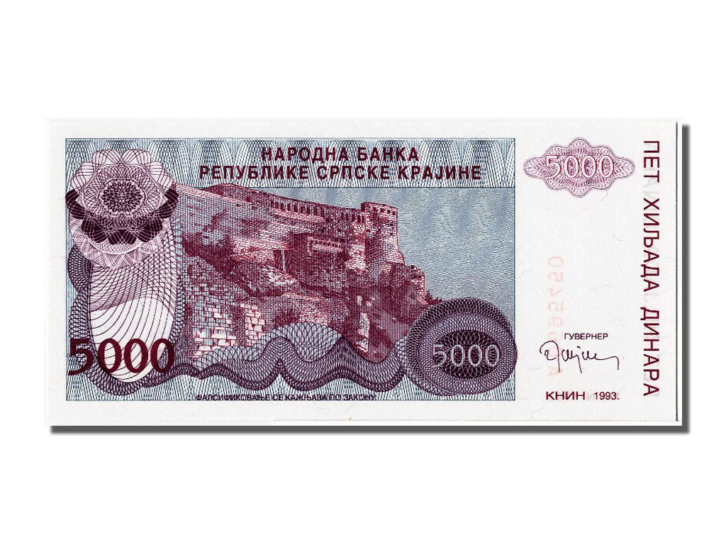 Geldschein, Kroatien, 5000 Dinara, 1993, UNZ