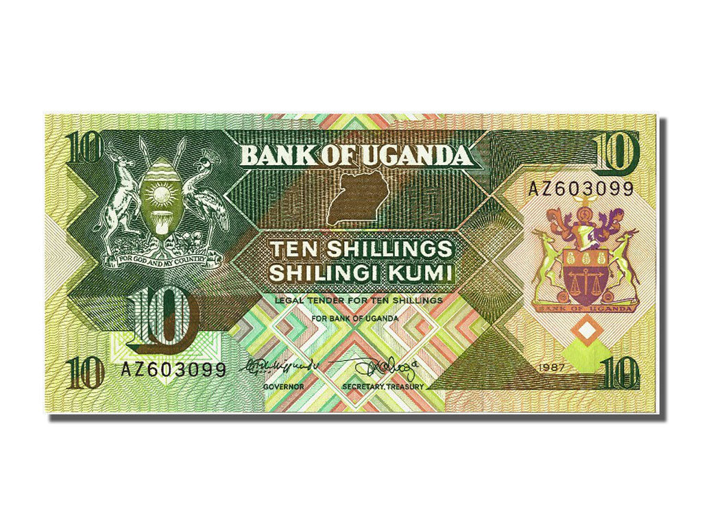 Geldschein, Uganda, 10 Shillings, 1987, UNZ