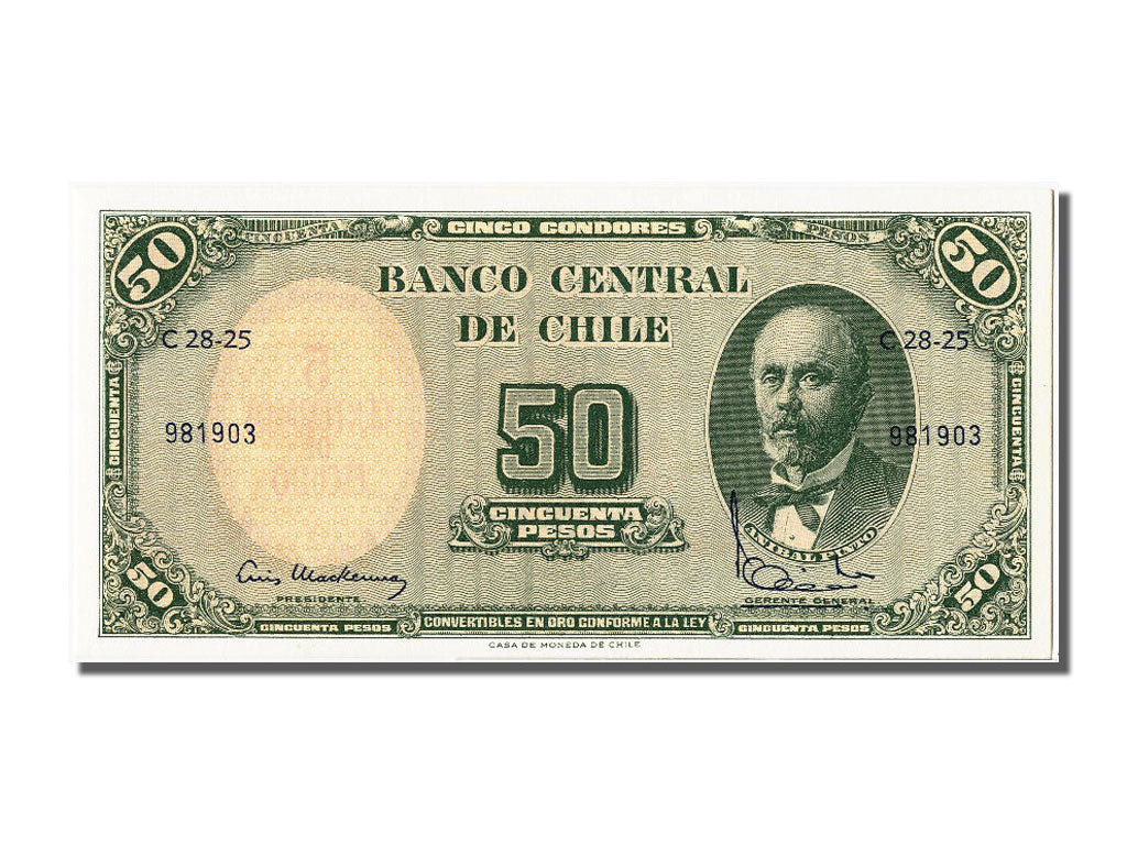 Billet, Chile, 5 Centesimos on 50 Pesos, NEUF