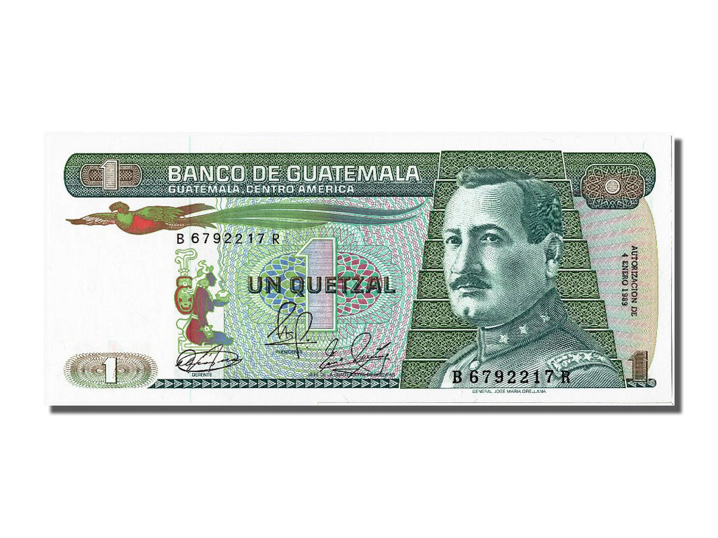 Banknote, Guatemala, 1 Quetzal, 1989, 1989-01-04, UNC(65-70)