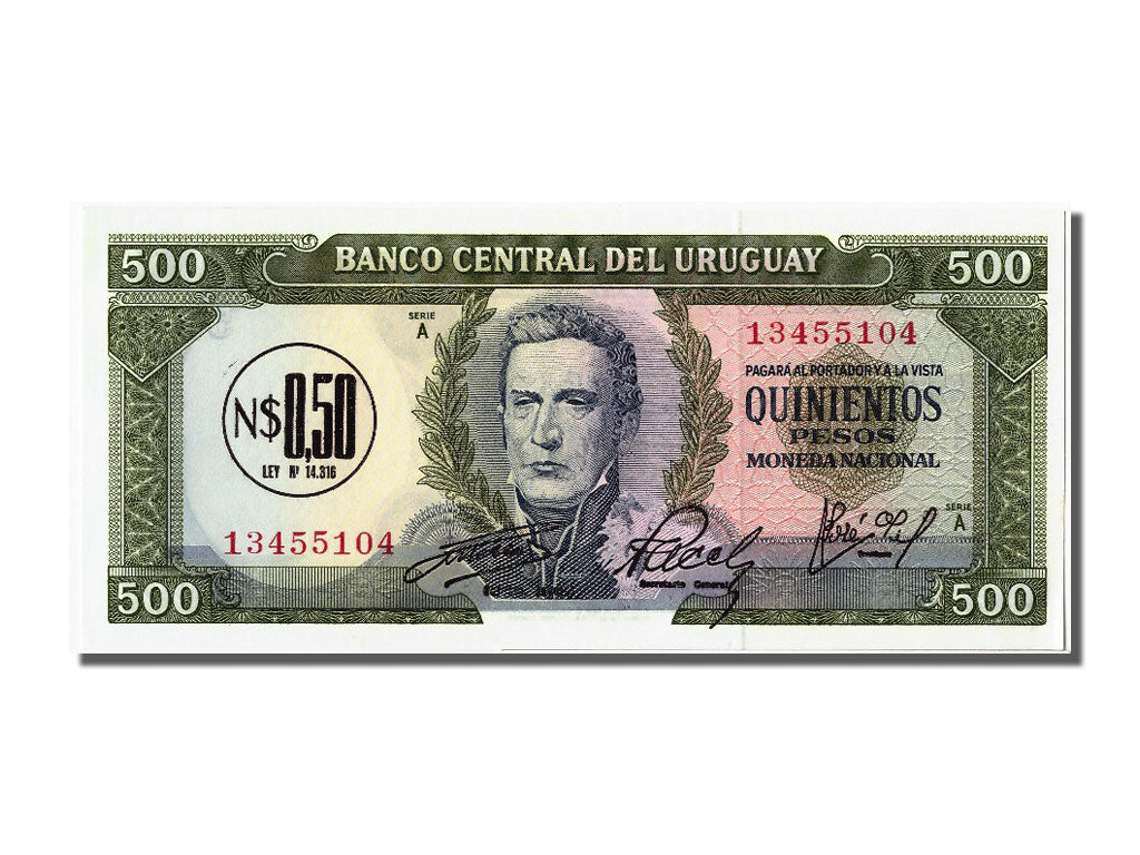 Banknote, Uruguay, 0.50 Nuevo Peso on 500 Pesos, UNC(65-70)