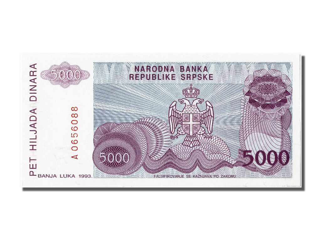 Banknote, Bosnia - Herzegovina, 5000 Dinara, 1993, UNC(65-70)