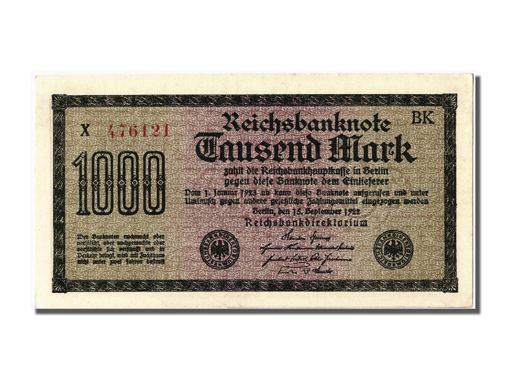 Geldschein, Deutschland, 1000 Mark, 1922, 1922-09-15, UNZ-