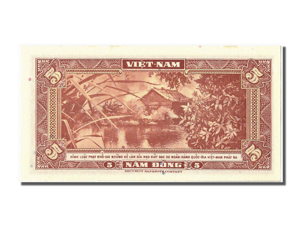 Geldschein, South Viet Nam, 5 D<ox>ng, UNZ