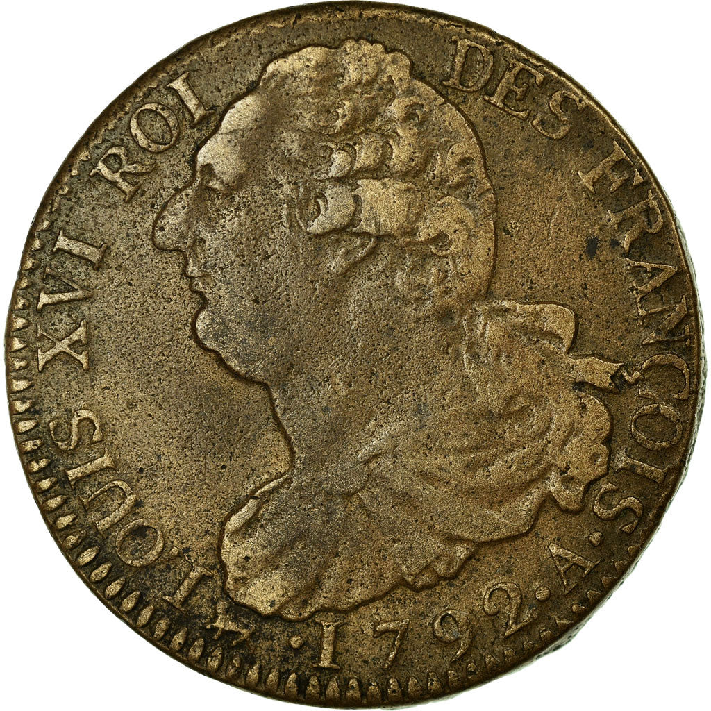 Coin, France, 2 sols françois, 2 Sols, 1792, Paris, EF(40-45), Bronze